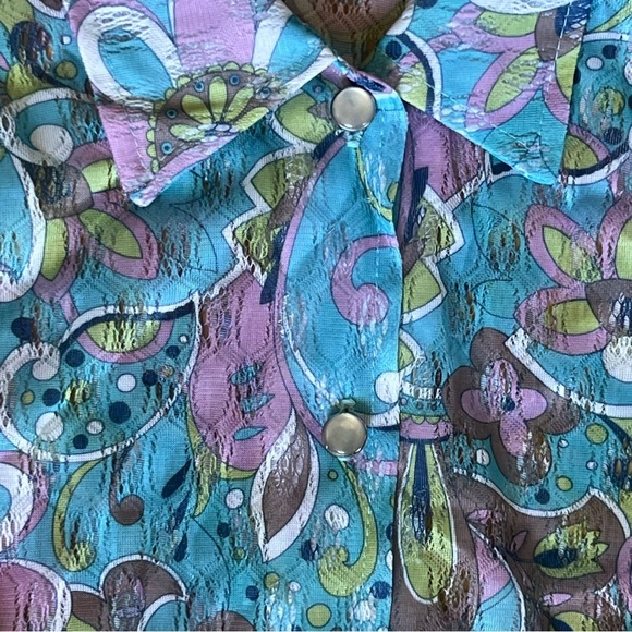 Y2K 90s Rare Violation Button Up Top – 90s Funky Print - Picture 3 of 5